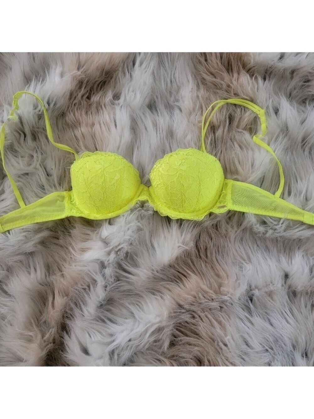 Neon Yellow Push Up Bra